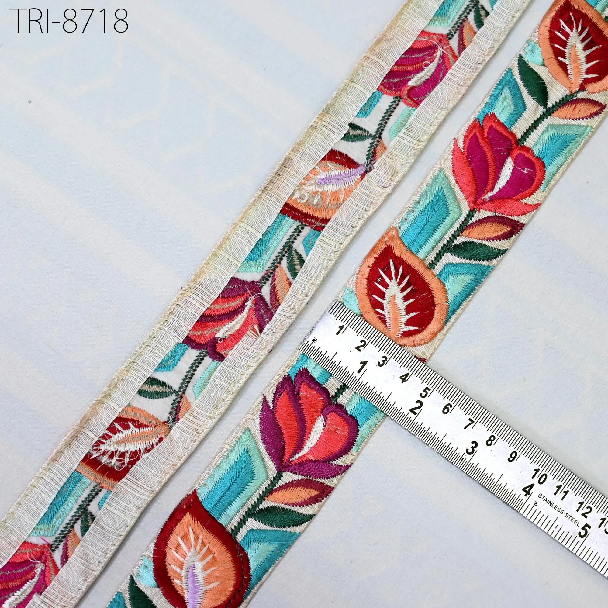 9 Yard Red 4cm  Embroidery  Ribbons Trim Embellishment Embroidered Fabric Saree Border Theatrical Costumes Crafting Sewing Holidays Decor