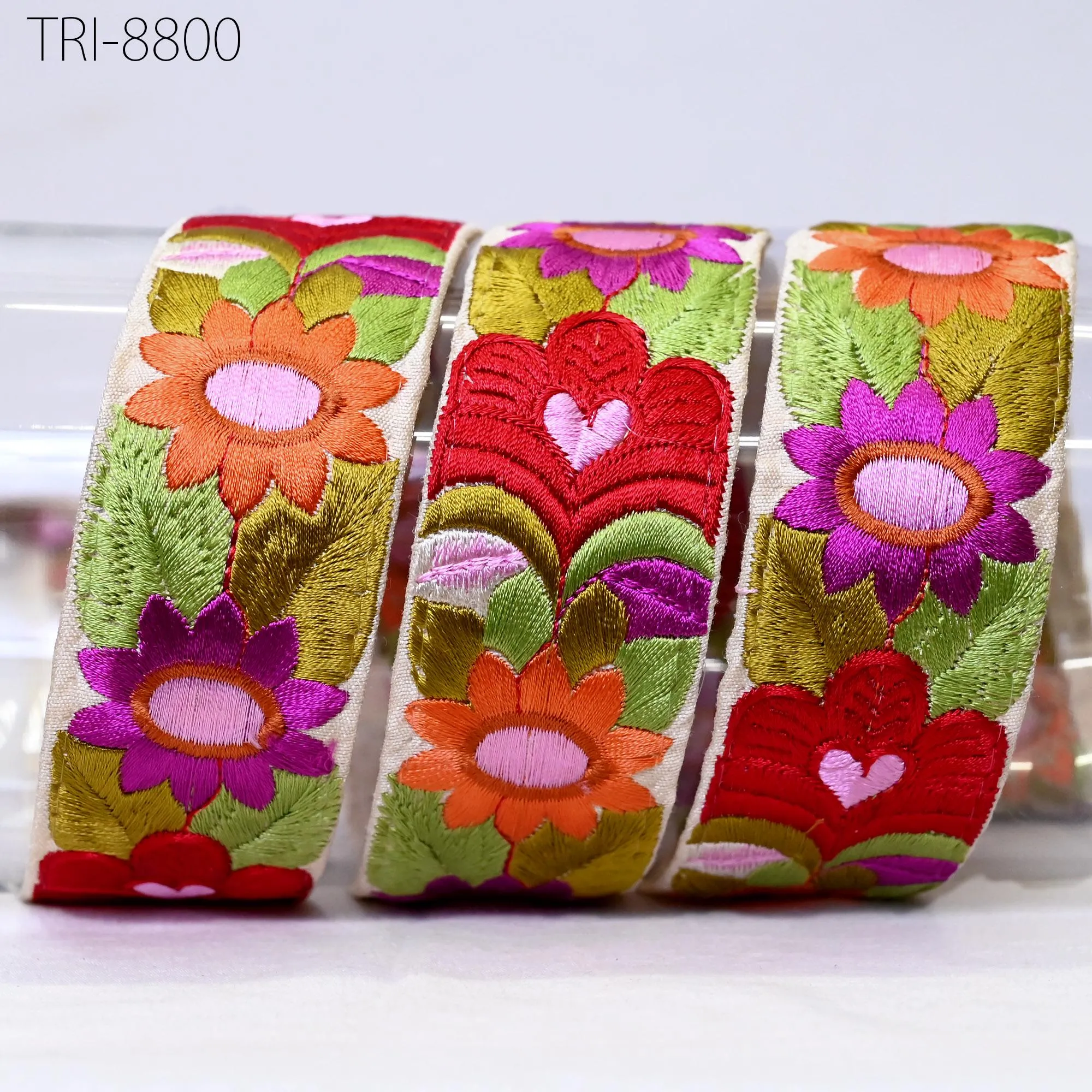 9 Yard Red Embroidery Ribbons 35mm Trims Embroidered Border Victorian Theatrical Costumes Crafting Christmas Holiday Ornaments Embellishment