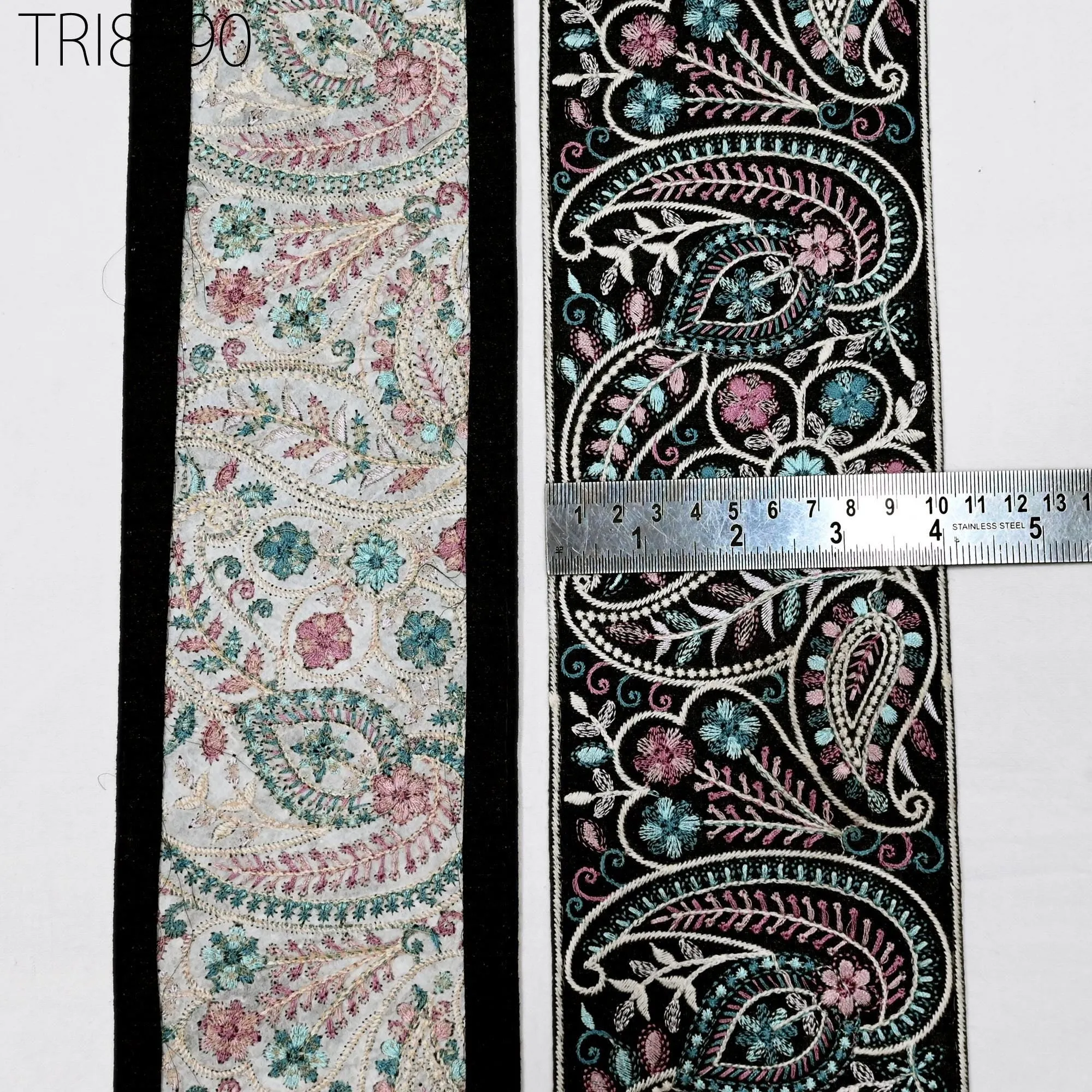 9 Yard Teal Green Embroidered 10cm Trim | Indian Embroidery Ribbons Laces Sari Border Saree DIY Crafting Beach Bag Decorative Trimmings Tape