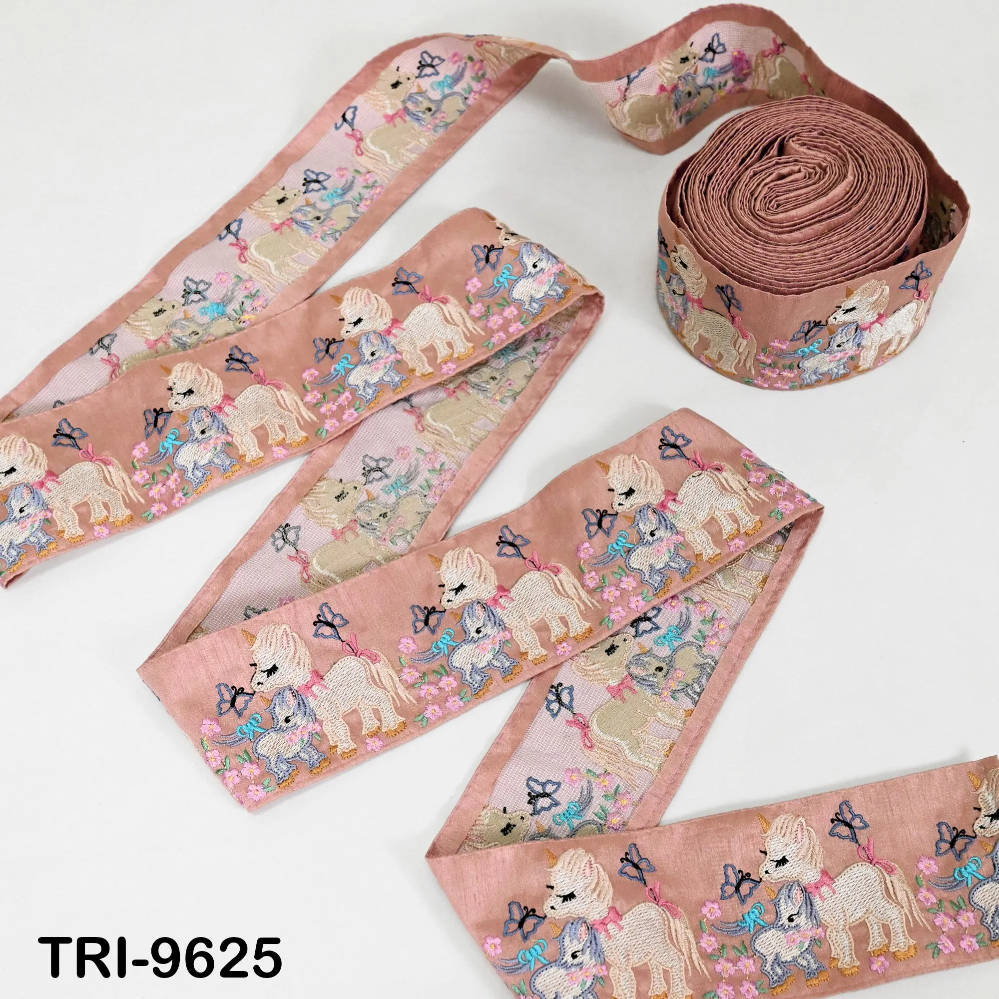 9 Yard Unicorn Embroidery Ribbon 8cm Indian Embroidered Fabric Trim Laces Sari Border Sewing Kids Accessory Junk Journals  DIY Crafting