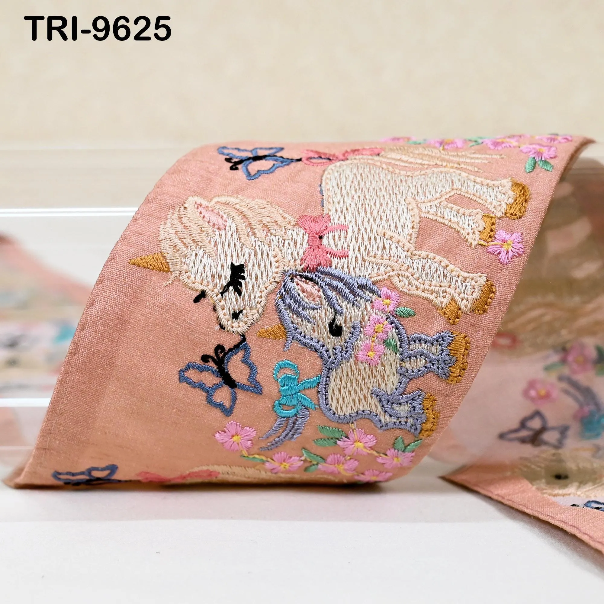 9 Yard Unicorn Embroidery Ribbon 8cm Indian Embroidered Fabric Trim Laces Sari Border Sewing Kids Accessory Junk Journals  DIY Crafting