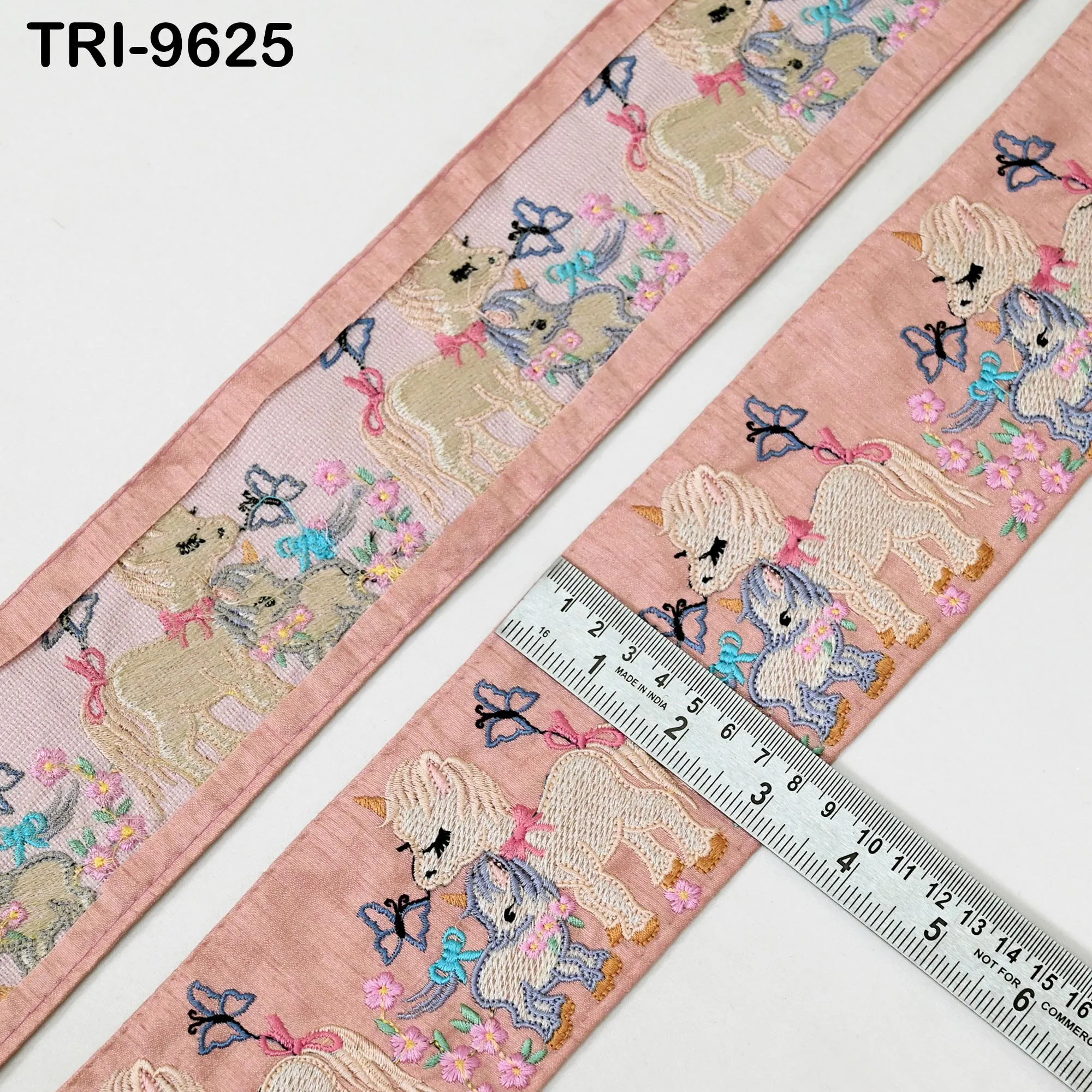 9 Yard Unicorn Embroidery Ribbon 8cm Indian Embroidered Fabric Trim Laces Sari Border Sewing Kids Accessory Junk Journals  DIY Crafting