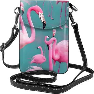 A Flock Of Flamingos Women'S Crossbody Bag, *Zipper Phone Wallet, Cute Purse, Shoulder Bag, Detachable Shoulder Strap