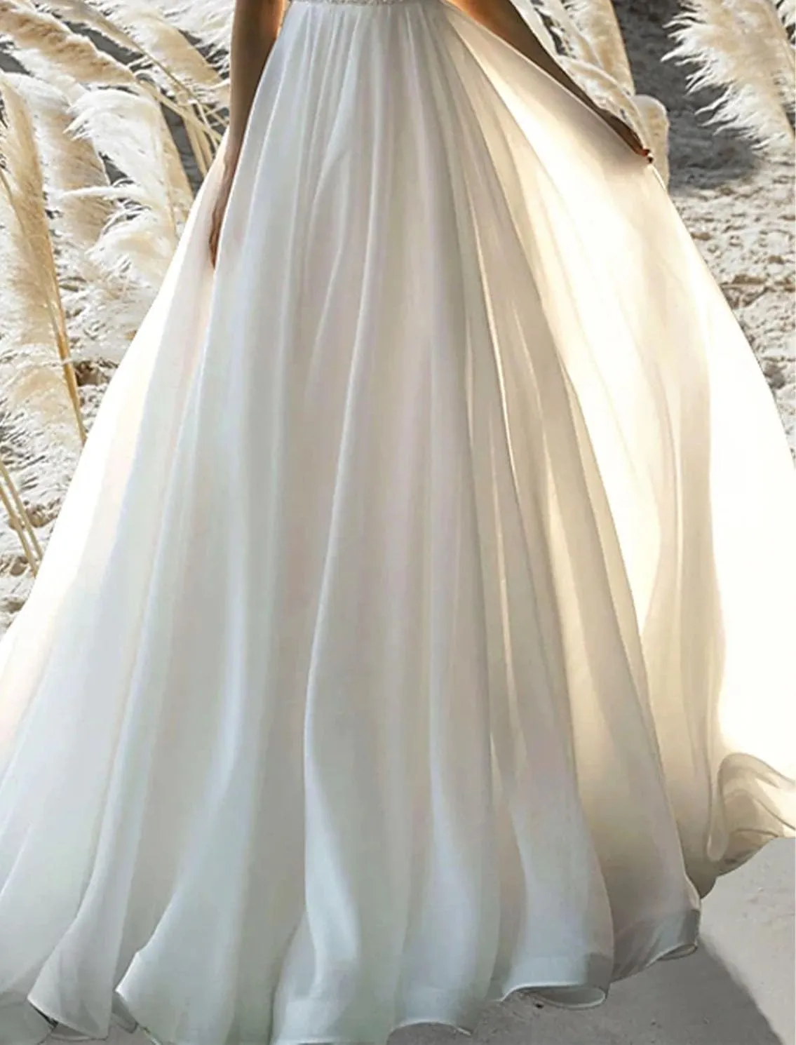 A-Line Sexy Sparkle&Shine Formal Wedding Dress Off Shoulder Court Train Short Sleeve Beach Bridal Gown Beading 2024