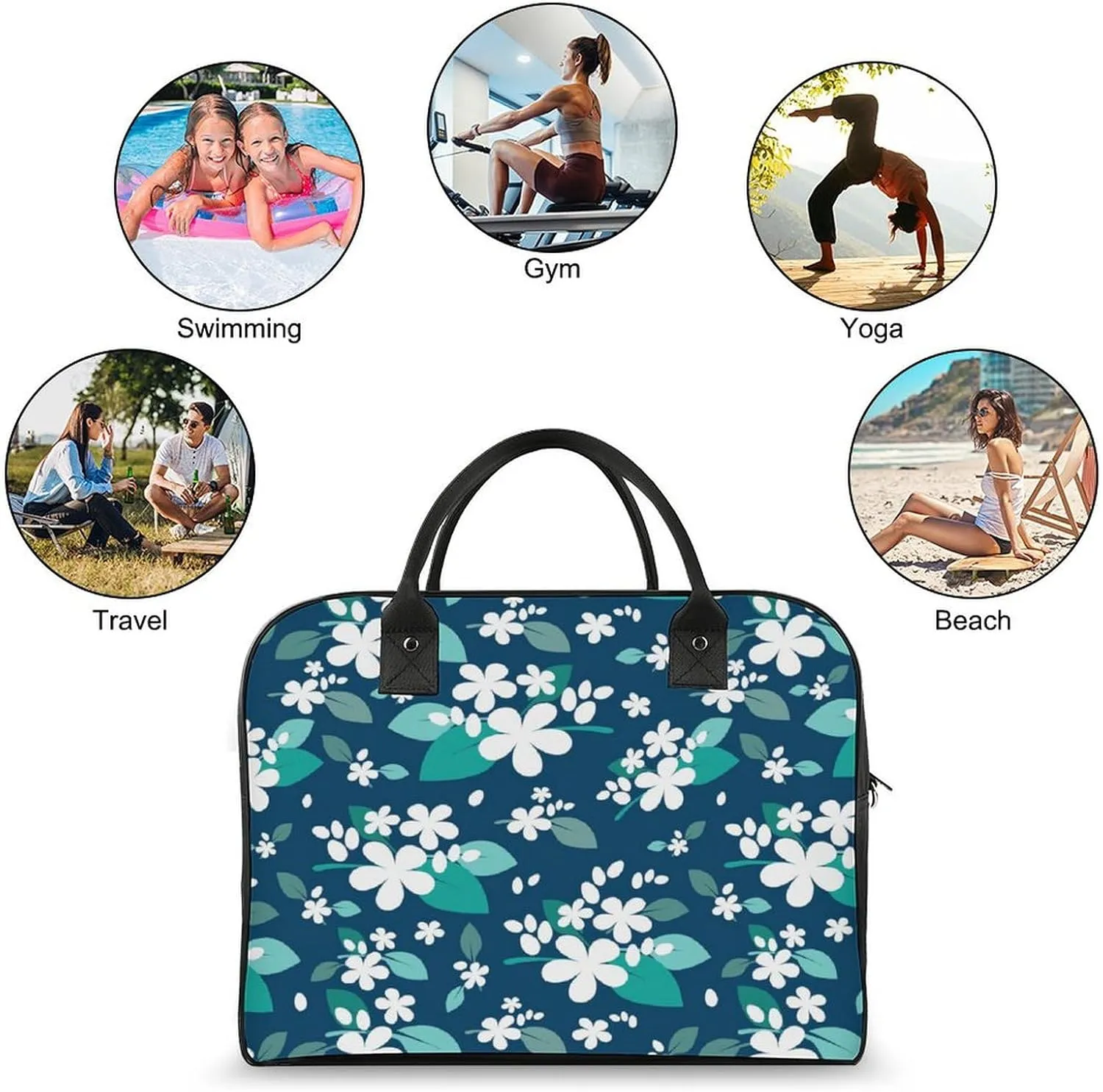 Adult High-capacity Nylon Colorful Butterfly Retro Handbag for Touring 13" X 19" X 8"