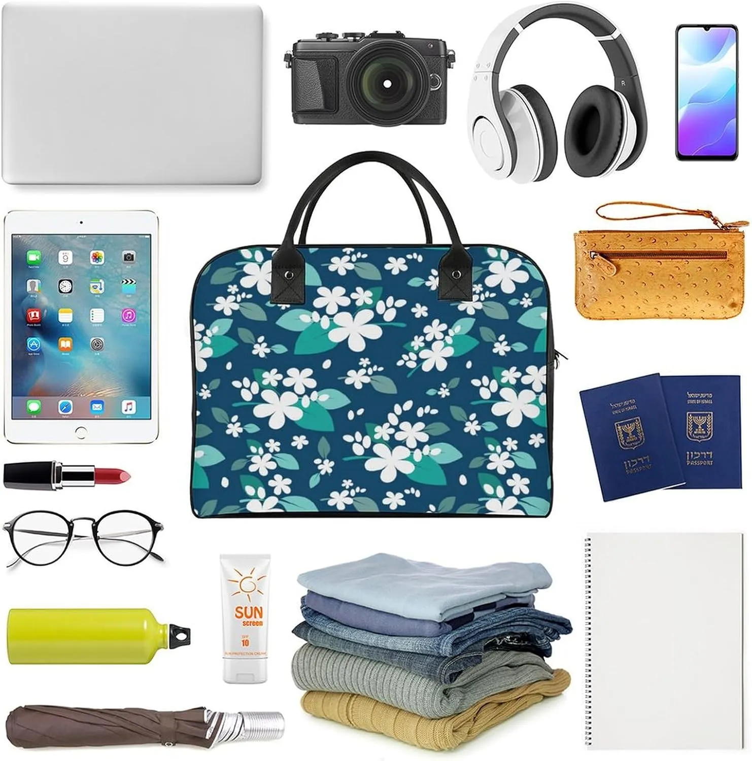 Adult High-capacity Nylon Colorful Butterfly Retro Handbag for Touring 13" X 19" X 8"