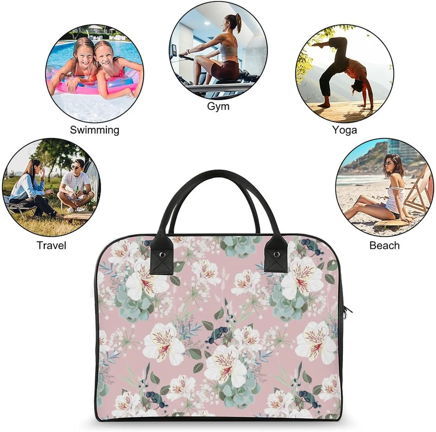 Adult Shoulder Nylon Colorful Butterfly Office Handbag for Travel 13" X 19" X 8"