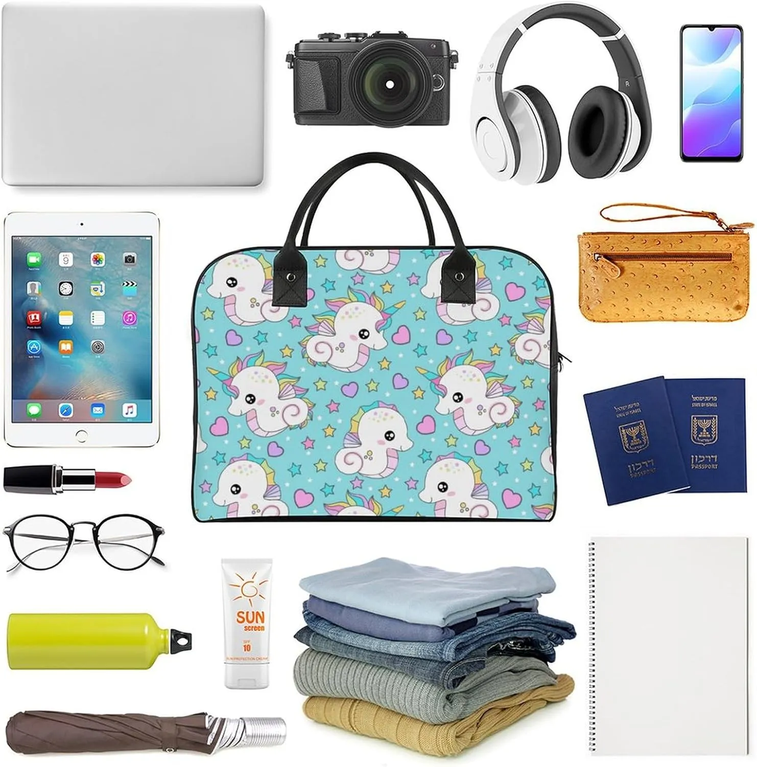 Adult Shoulder Nylon Colorful Butterfly Office Handbag for Travel 13" X 19" X 8"