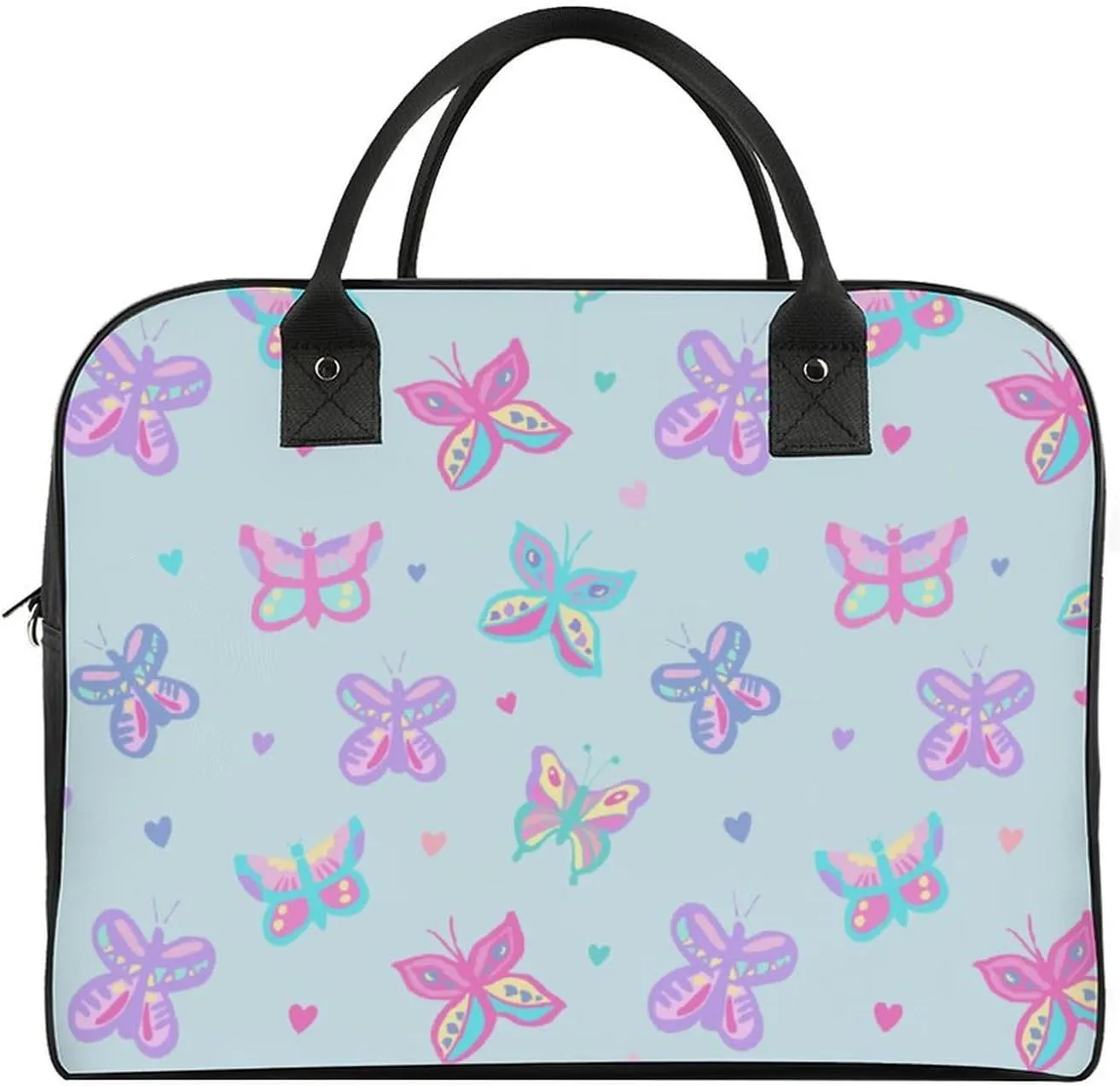 Adult Shoulder Nylon Colorful Butterfly Office Handbag for Travel 13" X 19" X 8"