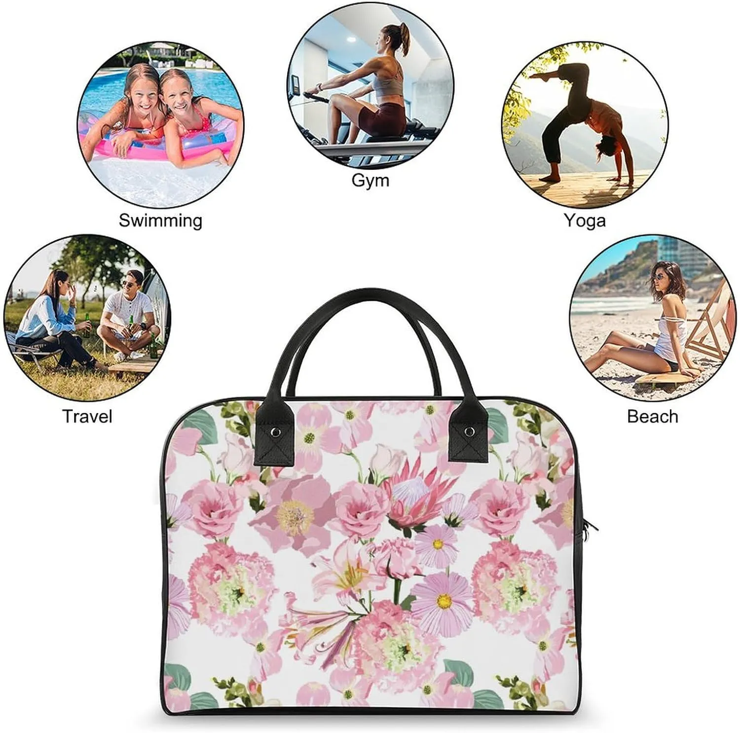 Adult Shoulder Nylon Colorful Butterfly Office Handbag for Travel 13" X 19" X 8"