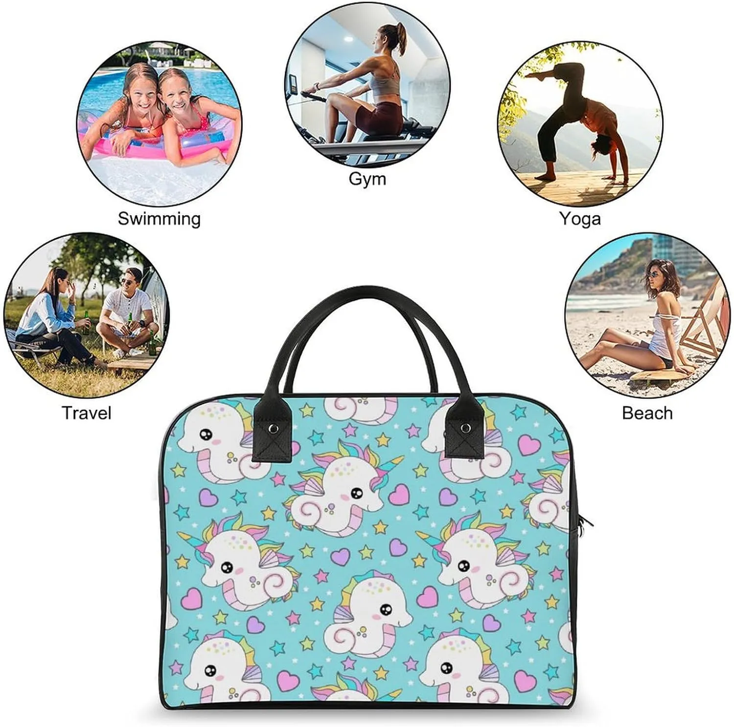 Adult Shoulder Nylon Colorful Butterfly Office Handbag for Travel 13" X 19" X 8"