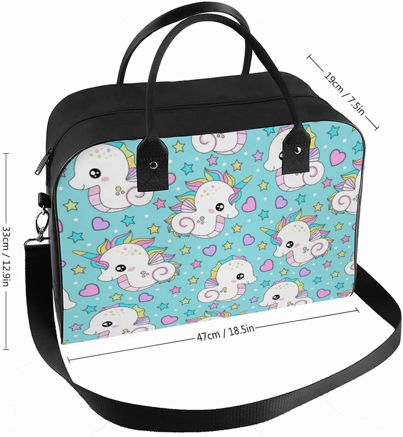 Adult Shoulder Nylon Colorful Butterfly Office Handbag for Travel 13" X 19" X 8"