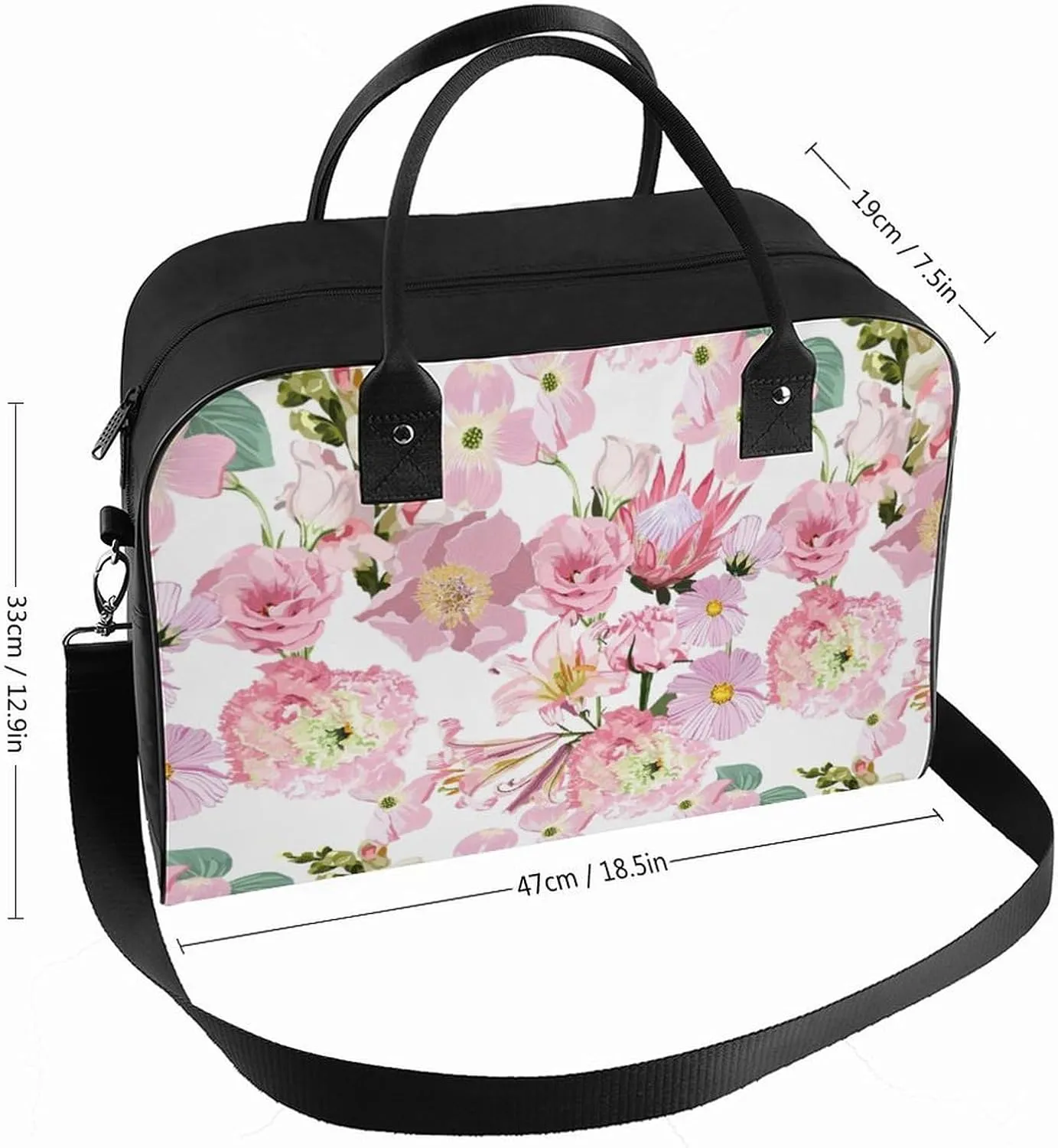 Adult Shoulder Nylon Colorful Butterfly Office Handbag for Travel 13" X 19" X 8"
