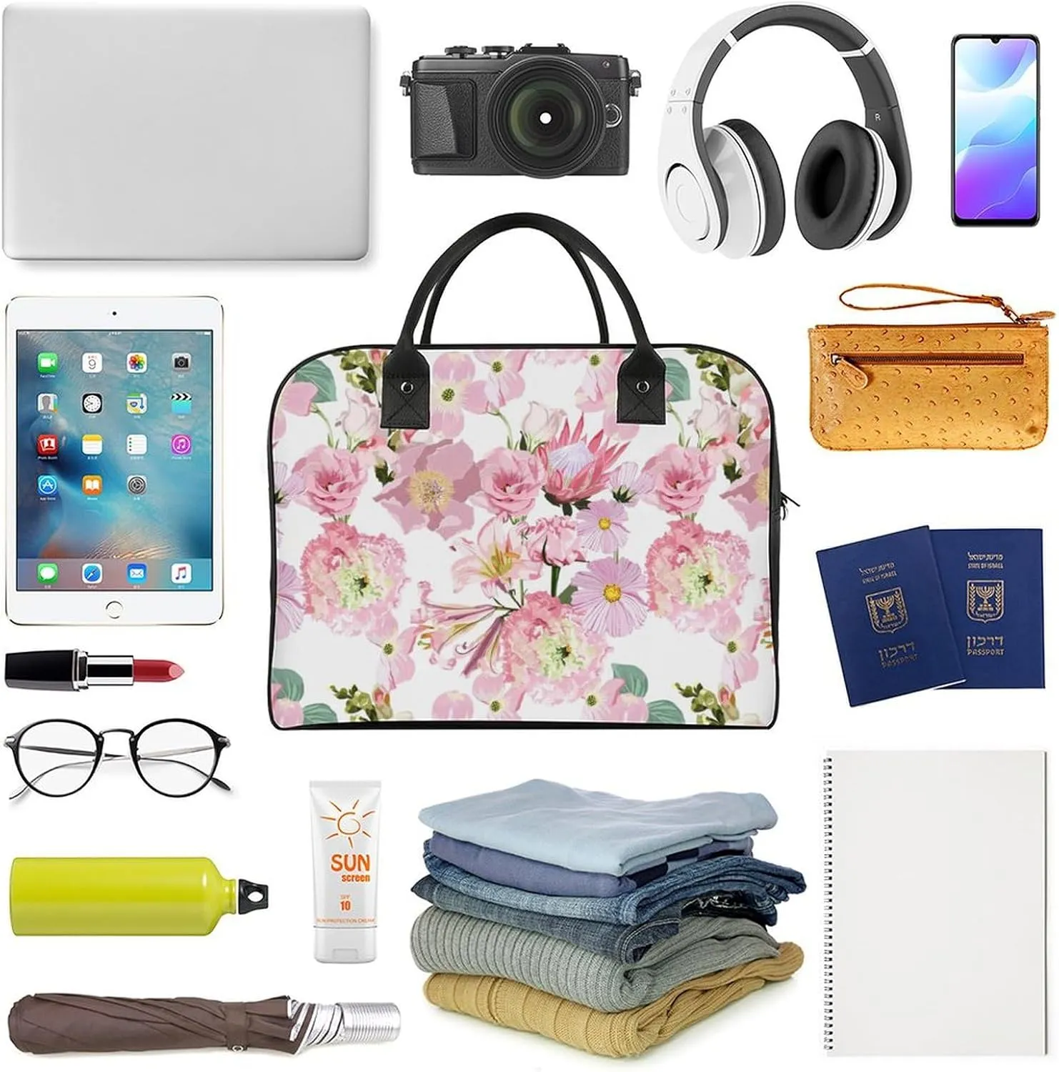 Adult Shoulder Nylon Colorful Butterfly Office Handbag for Travel 13" X 19" X 8"