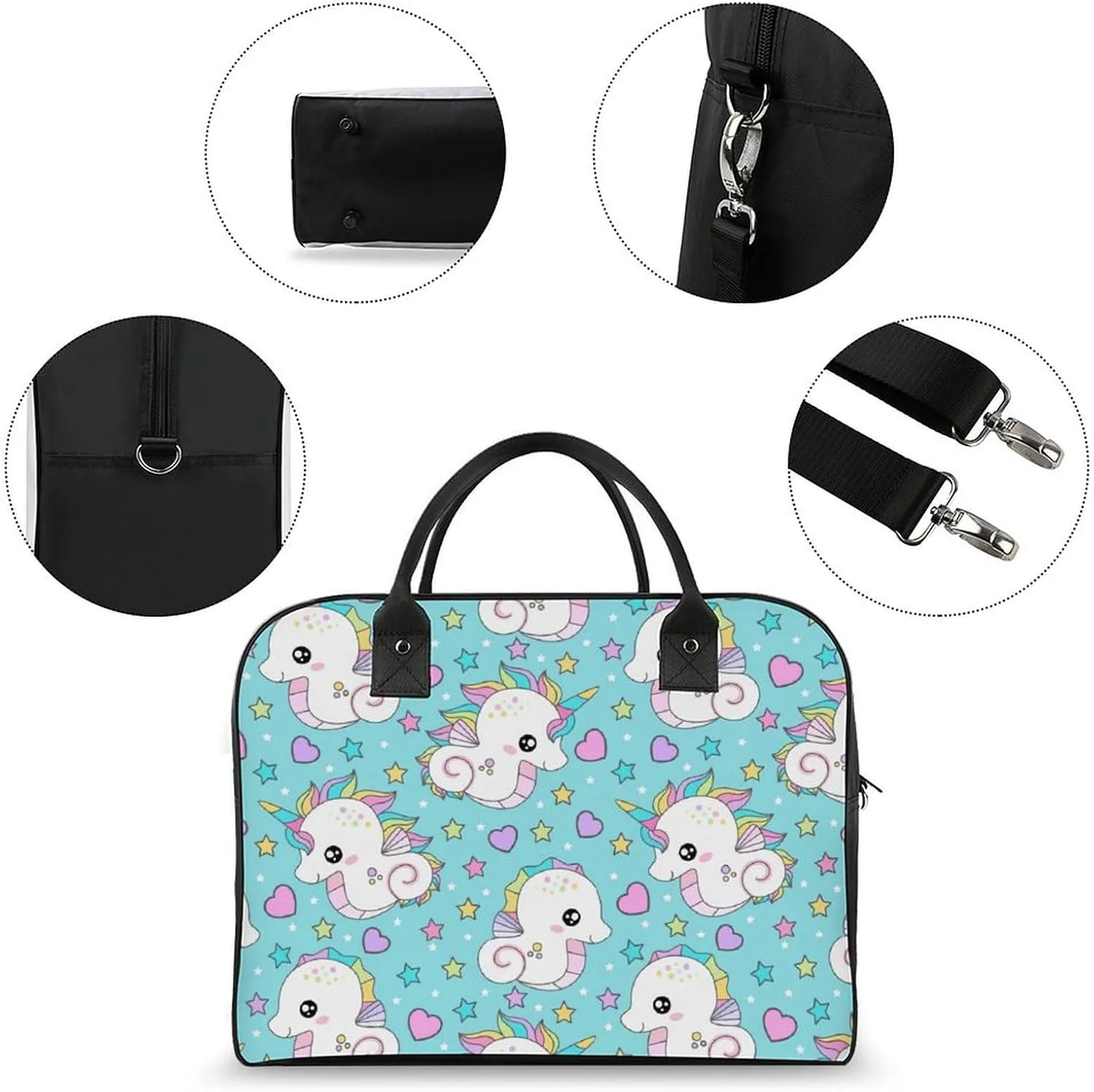 Adult Shoulder Nylon Colorful Butterfly Office Handbag for Travel 13" X 19" X 8"