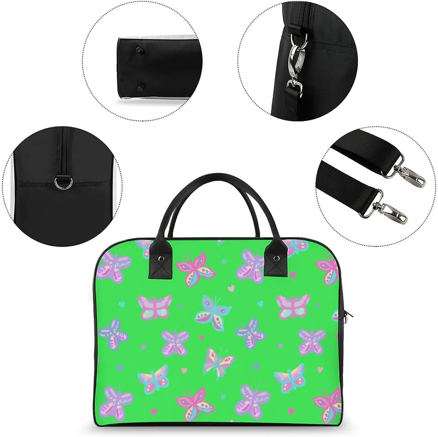 Adults Casual Nylon Colorful Butterfly Elegant Handbag for Travel 13" X 19" X 8"