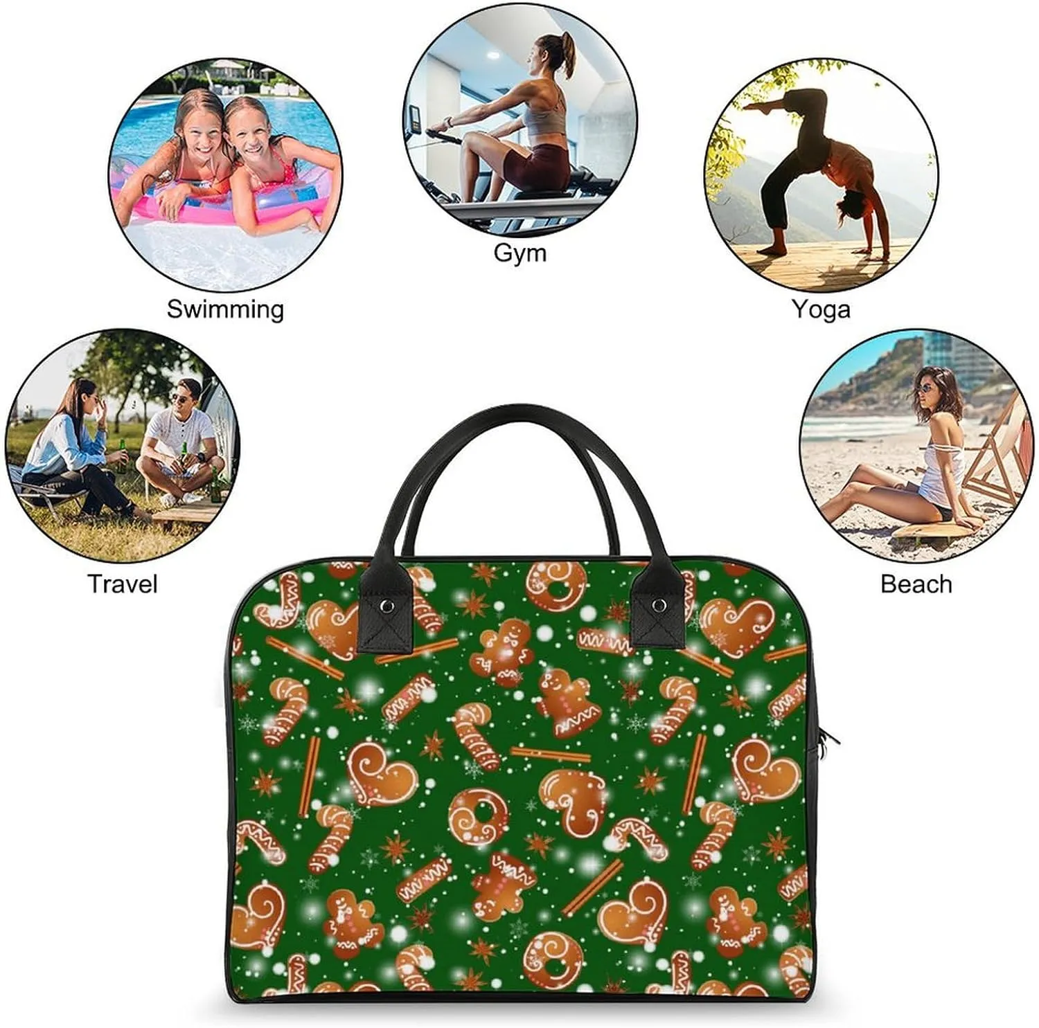 Adults Large Capacity Nylon Colorful Butterfly Elegant Handbag for Traveling 13" X 19" X 8"