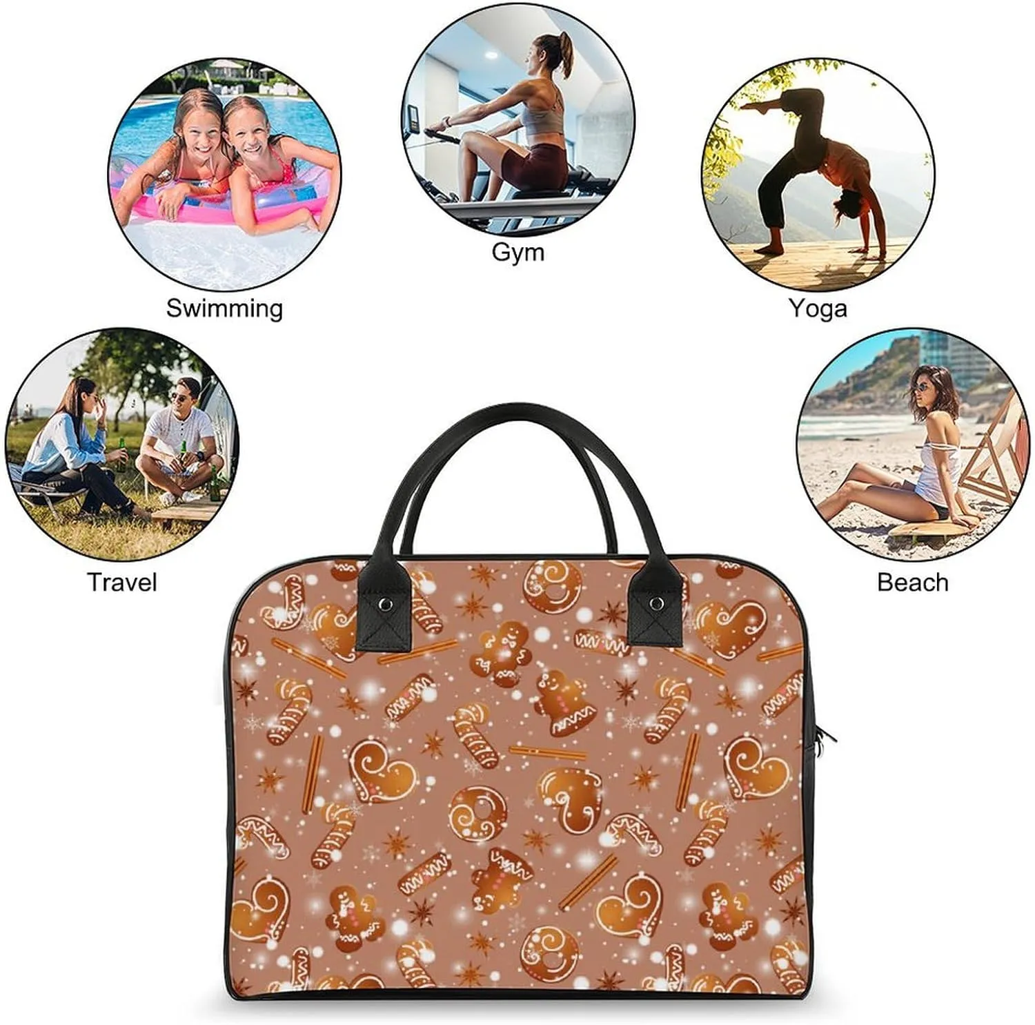 Adults Large Capacity Nylon Colorful Butterfly Elegant Handbag for Traveling 13" X 19" X 8"