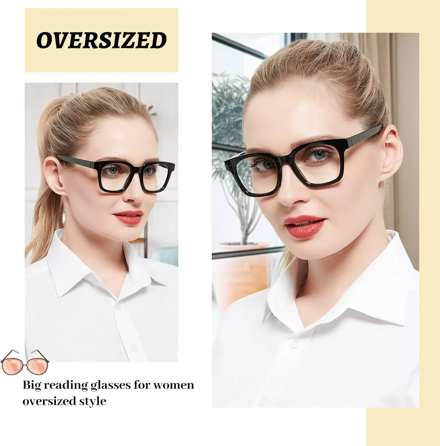 AEZUNI Larger Glasses Women Square Frame Clean Lens