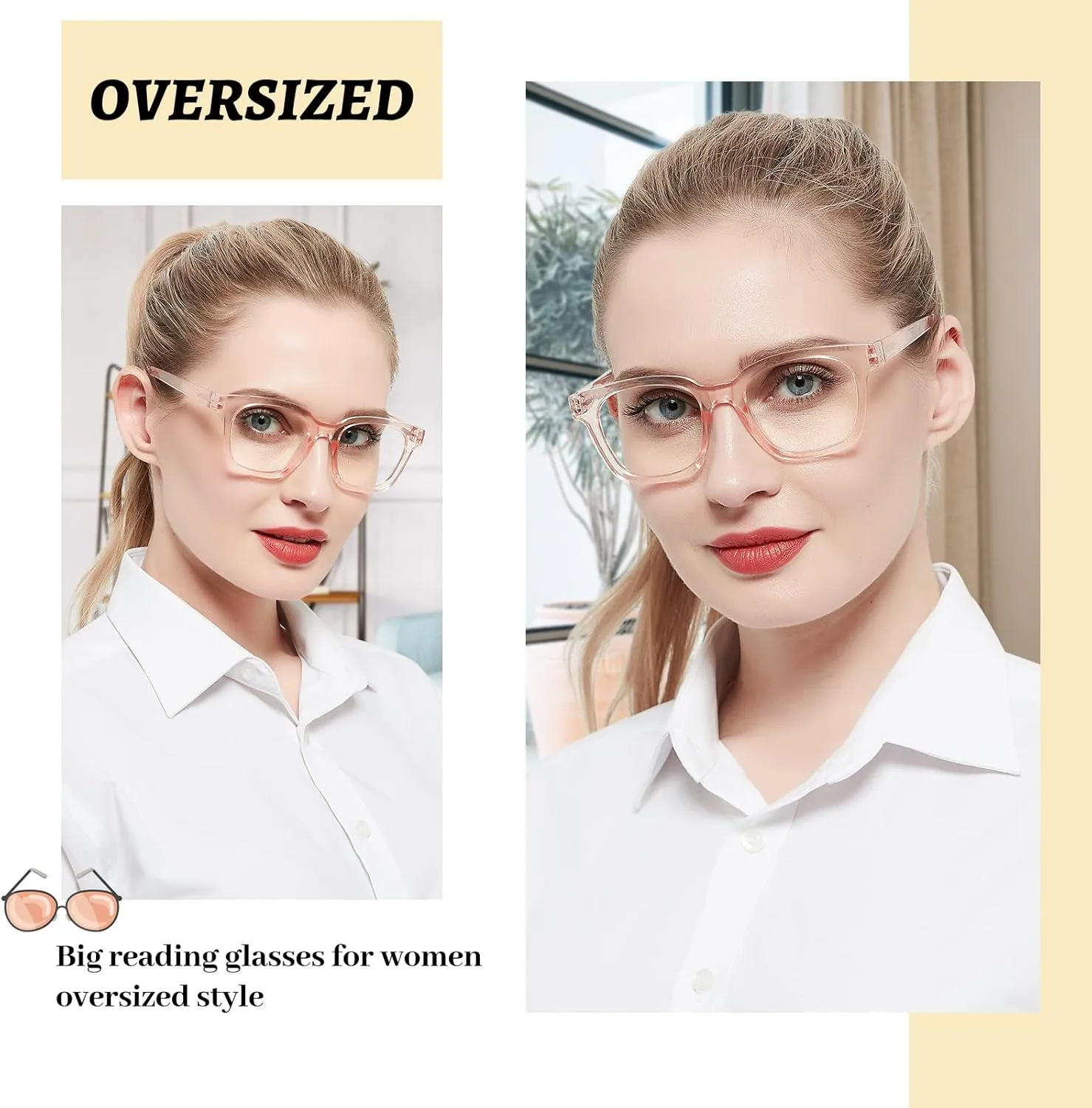 AEZUNI Larger Glasses Women Square Frame Clean Lens