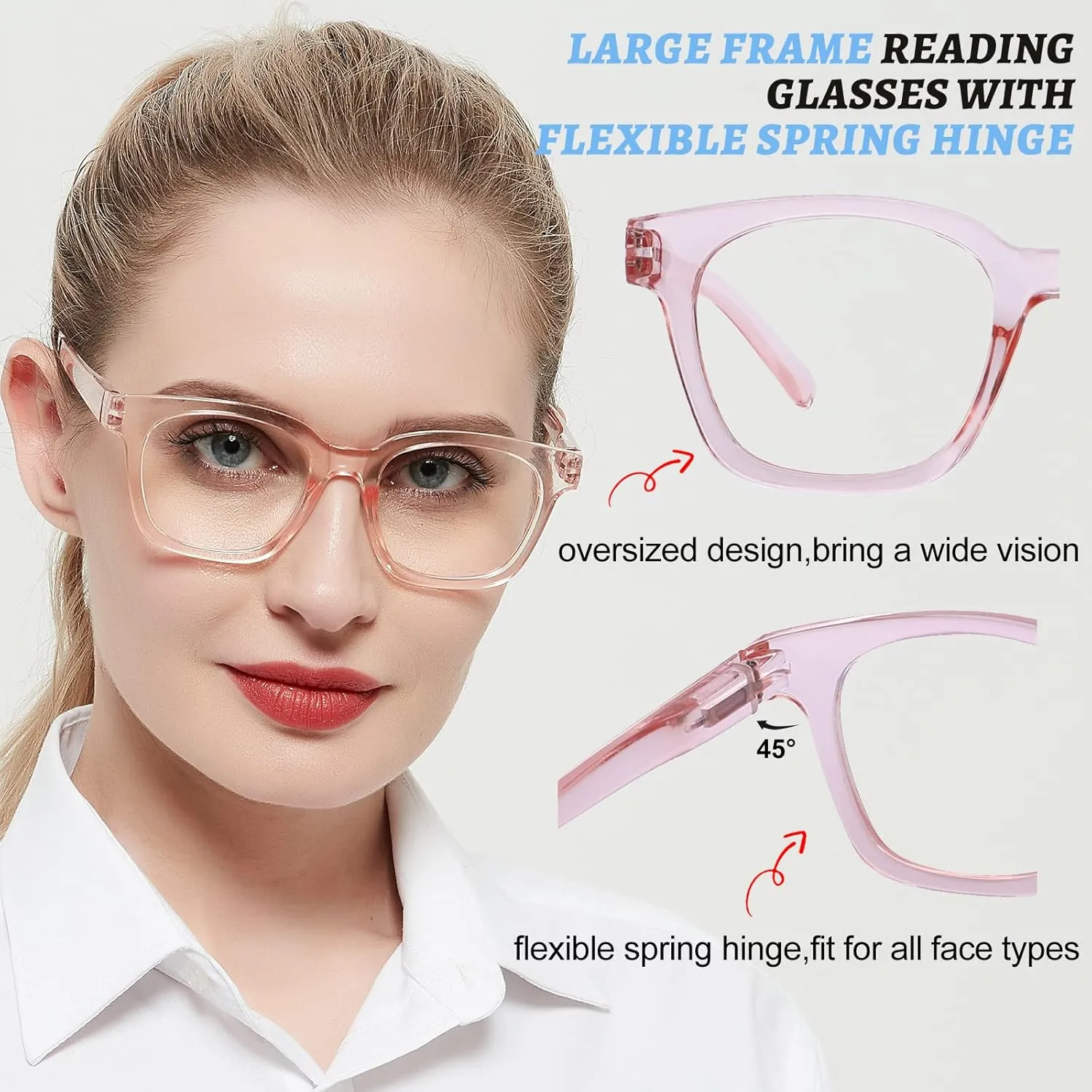 AEZUNI Larger Glasses Women Square Frame Clean Lens