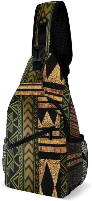 Afrocentric Tribal Motif Pattern Print A Spacious And Large Capacity Portable Adjustable Chest Bag
