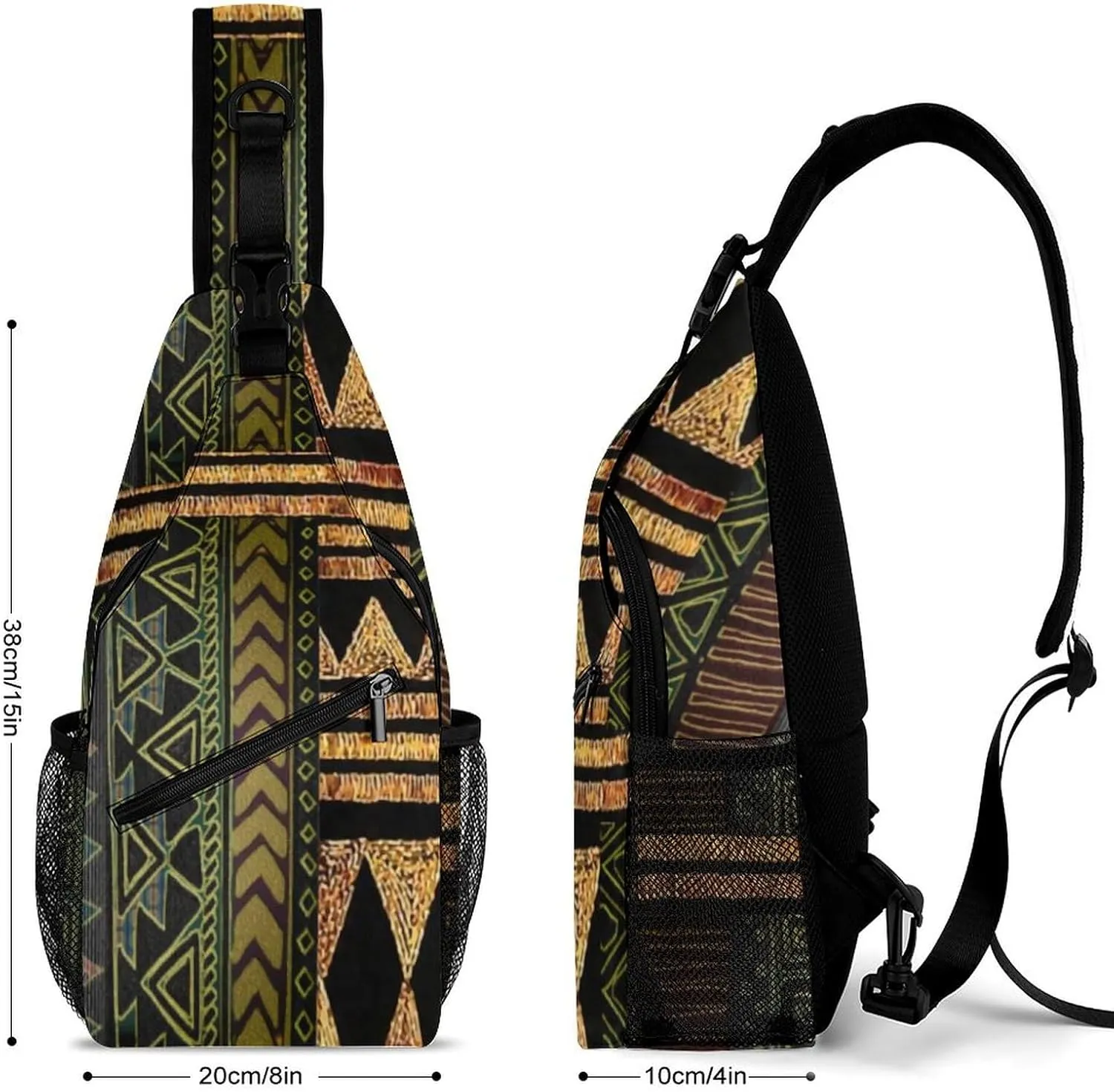 Afrocentric Tribal Motif Pattern Print A Spacious And Large Capacity Portable Adjustable Chest Bag
