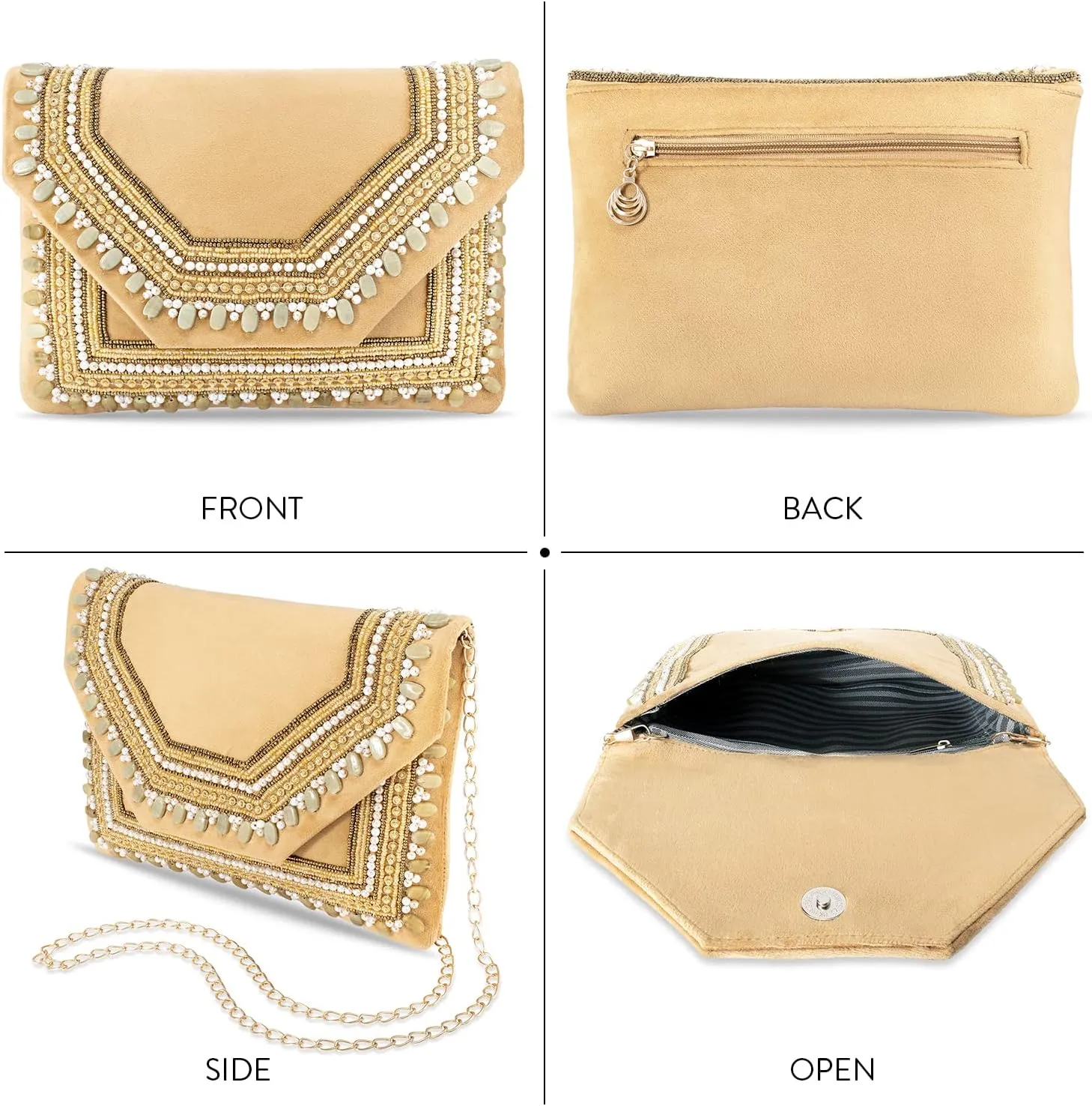 Aheli Clutch Women's Purse Bridal Bag for Casual Detachable Strap Evening Sling Bag Gift for Women
