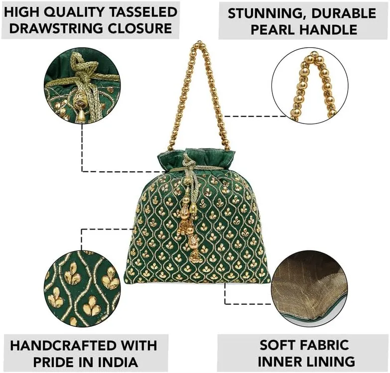 Aheli Potli Purses Gift for Women Handmade Evening Handbag Stylish Bridal Fashion Wristlet