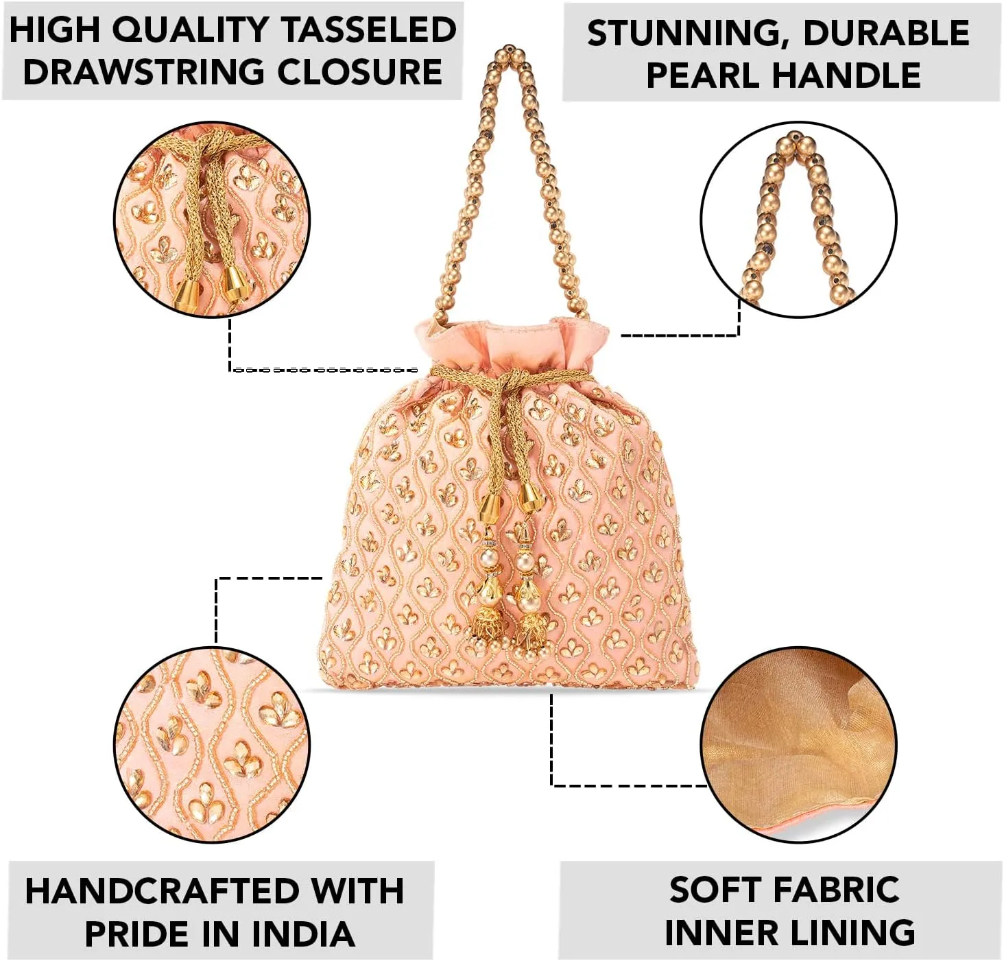 Aheli Potli Purses Gift for Women Handmade Evening Handbag Stylish Bridal Fashion Wristlet