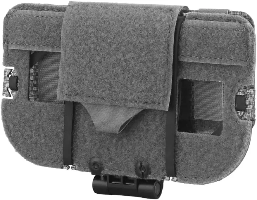 Airsoft Plate Carrier Molle Phone Carrier Outdoor Lightweight Navigation Board，Wide Angle Foldable Phone Holder Chest Rig Hovering Mount Tactical Vest Accessory (Wolf Gray)