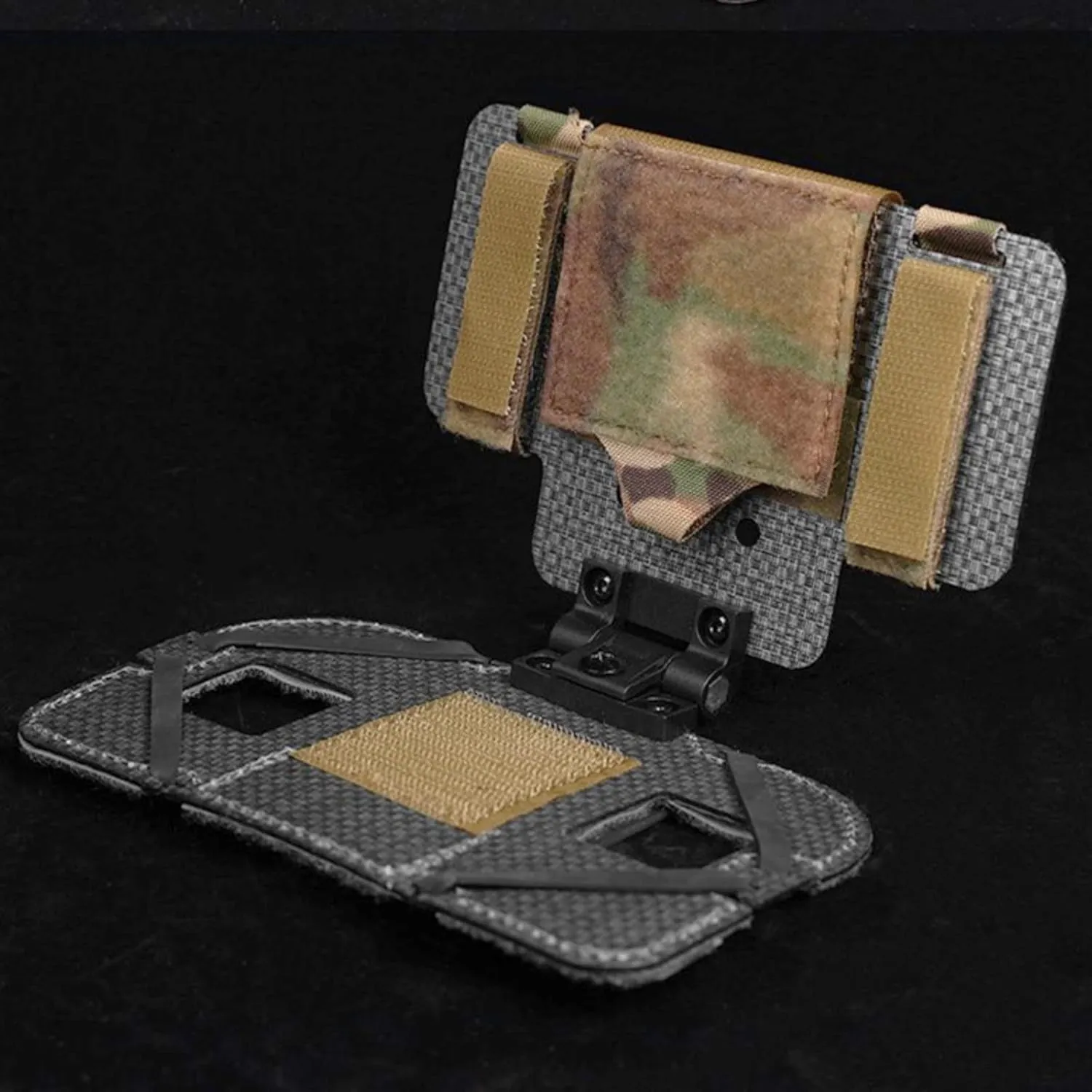 Airsoft Plate Carrier Molle Phone Carrier Outdoor Lightweight Navigation Board，Wide Angle Foldable Phone Holder Chest Rig Hovering Mount Tactical Vest Accessory (Wolf Gray)