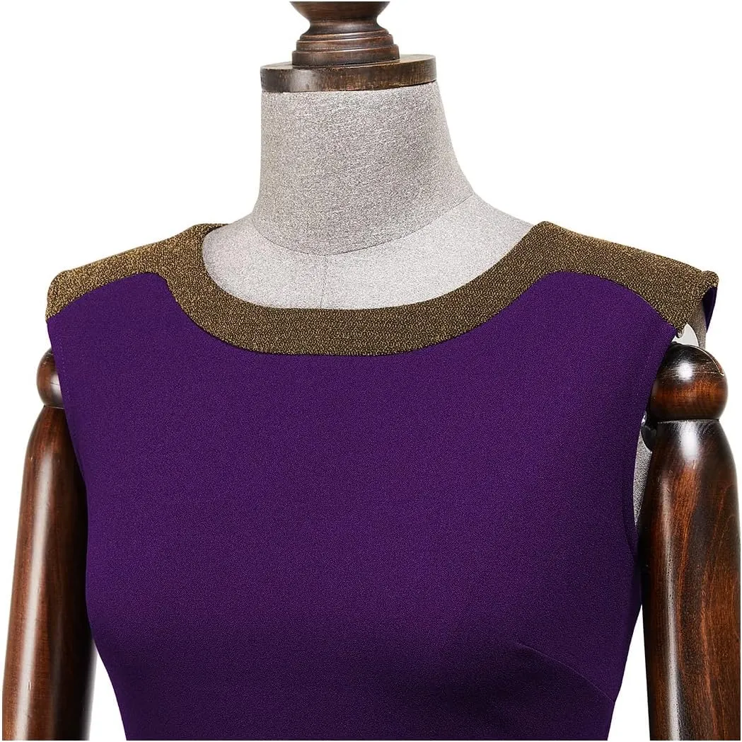 AISIZE Women's 50s Vintage Sleeveless Contrast Tape Cocktail Party Pencil Dress