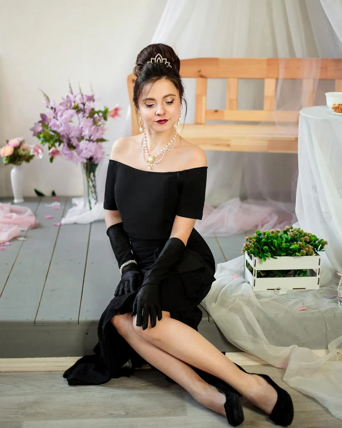 AISIZE Women's Elegant Off Shoulder Ruffle Formal Evening Long Dress