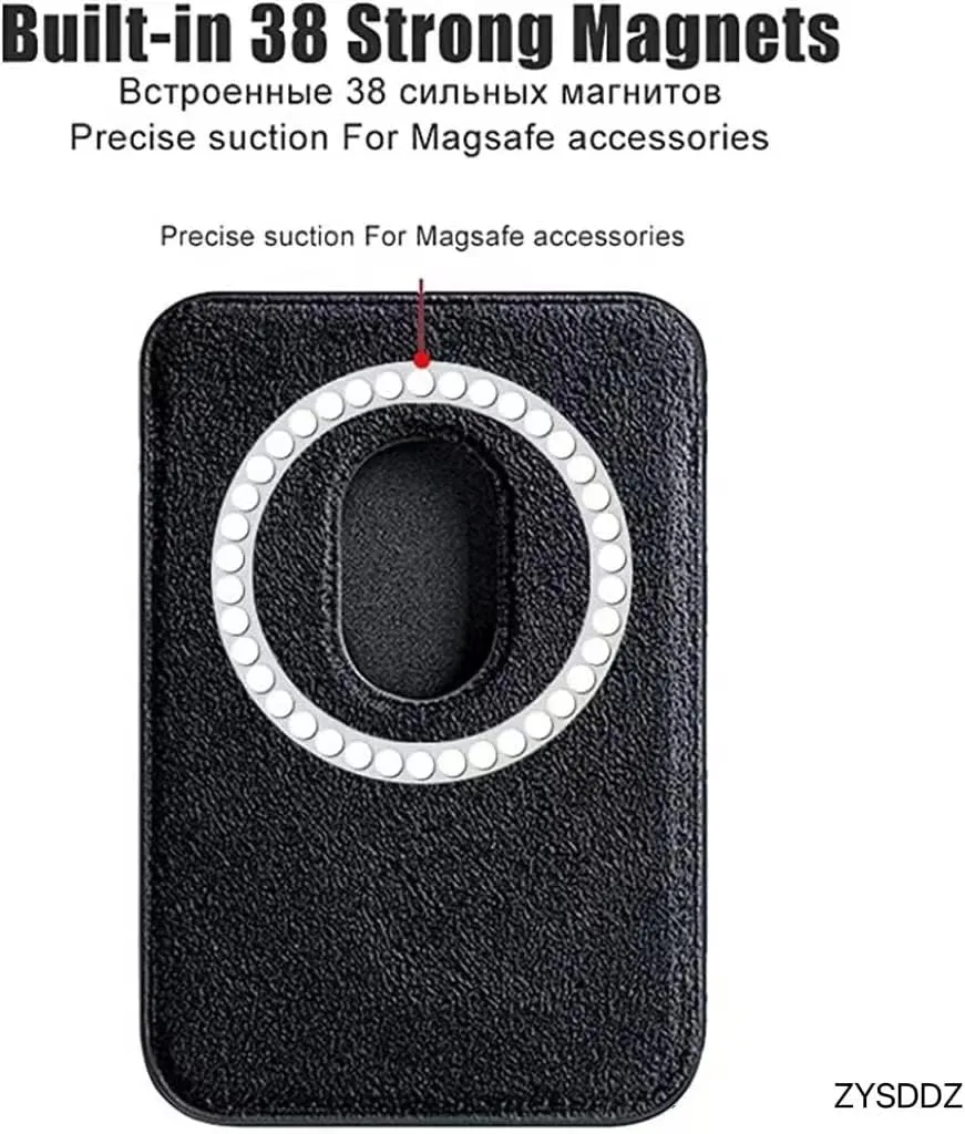 Alcantara Magnetic Phone Cardholder Compatible with iPhone 12/13/14 Series, Card Holder Compatible with MagSafe Magnet (Black)