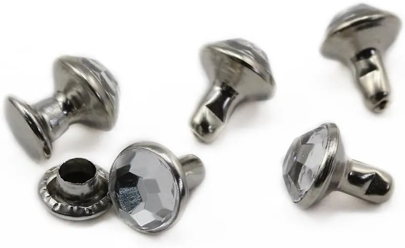 Allstarco 11mm Jet Black H101 Acrylic Rhinestone Rivets for Garments Leather, Sewing and Crafts DIY Jewelry Making in Bulk Bracelet Handbags Flipflops - 100 Pieces