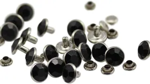 Allstarco 11mm Jet Black H101 Acrylic Rhinestone Rivets for Garments Leather, Sewing and Crafts DIY Jewelry Making in Bulk Bracelet Handbags Flipflops - 100 Pieces