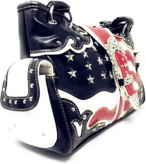 American Flag Rhinestone Handbag, Purse Wallet in Multi Colors