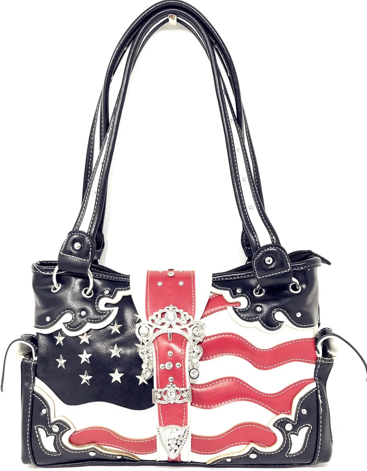 American Flag Rhinestone Handbag, Purse Wallet in Multi Colors