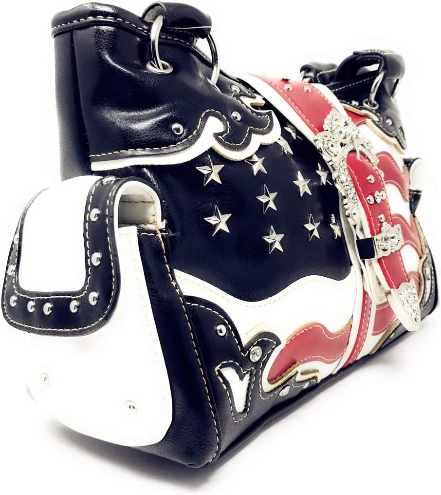 American Flag Rhinestone Handbag, Purse Wallet in Multi Colors
