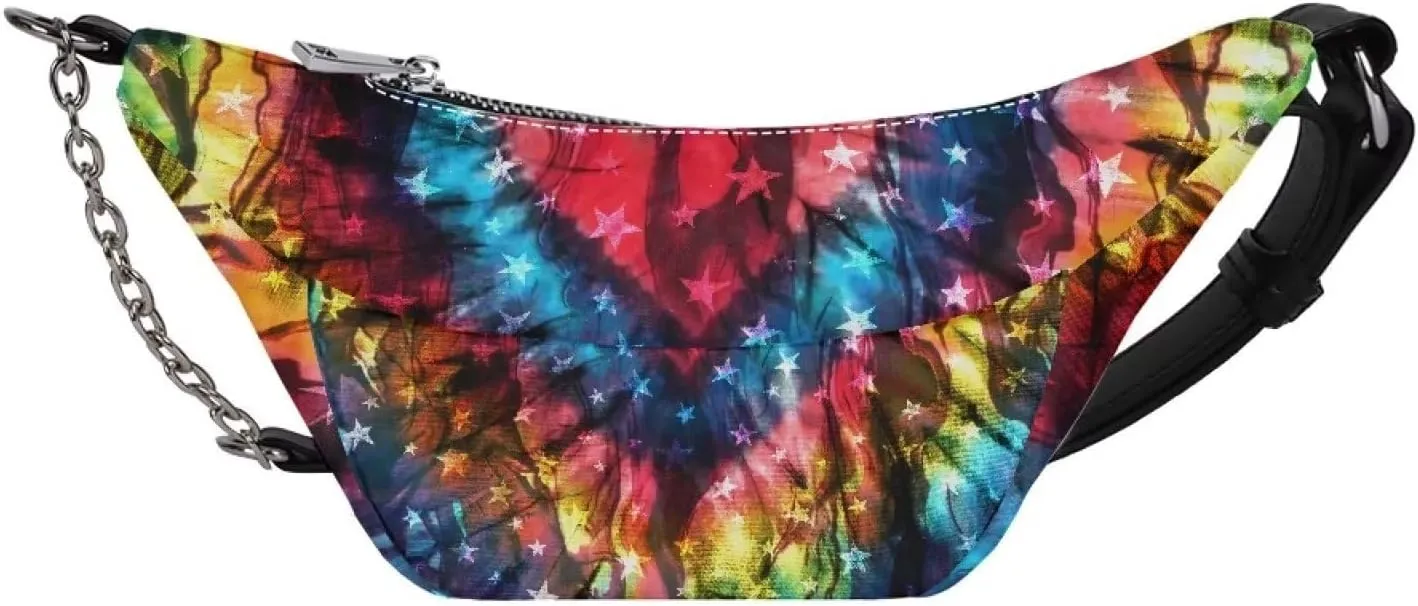 American Flag Waist Pack Bag Portable PU Ladies Handbags Tie-Dye Cross Body Passport Bag with Pocket Cross Body Pouch Men,Gift for Runner Family Friends Gym Enthusiasts