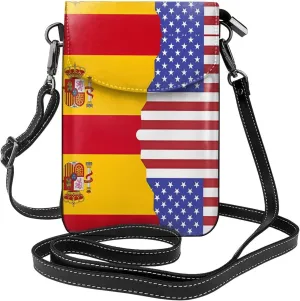 American Spain Flag Small Phone Wallet - Versatile everyday shoulder and crossbody bag with adjustable strap and card slots