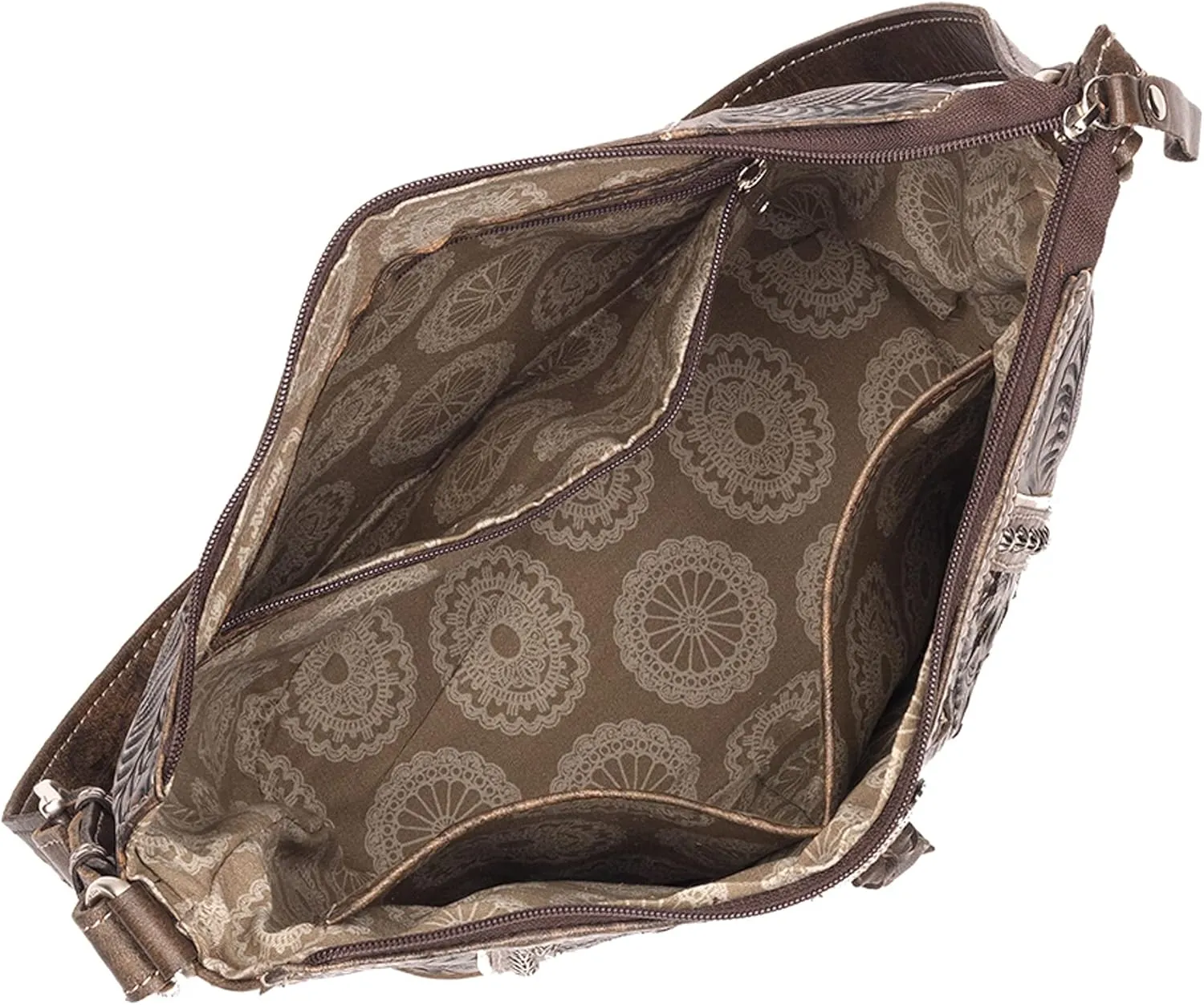 American West Hill Country Zip Top Bucket Tote - Genuine Leather Handbag for Women