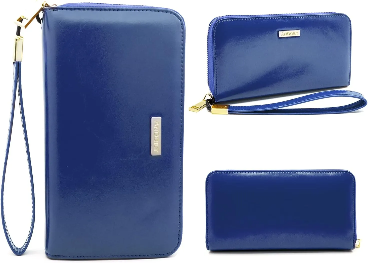 ANDOILT Genuine Leather Wallet for Women Men RFID Blocking Credit Card Holder Zipper Purse Cell Phone Handbag