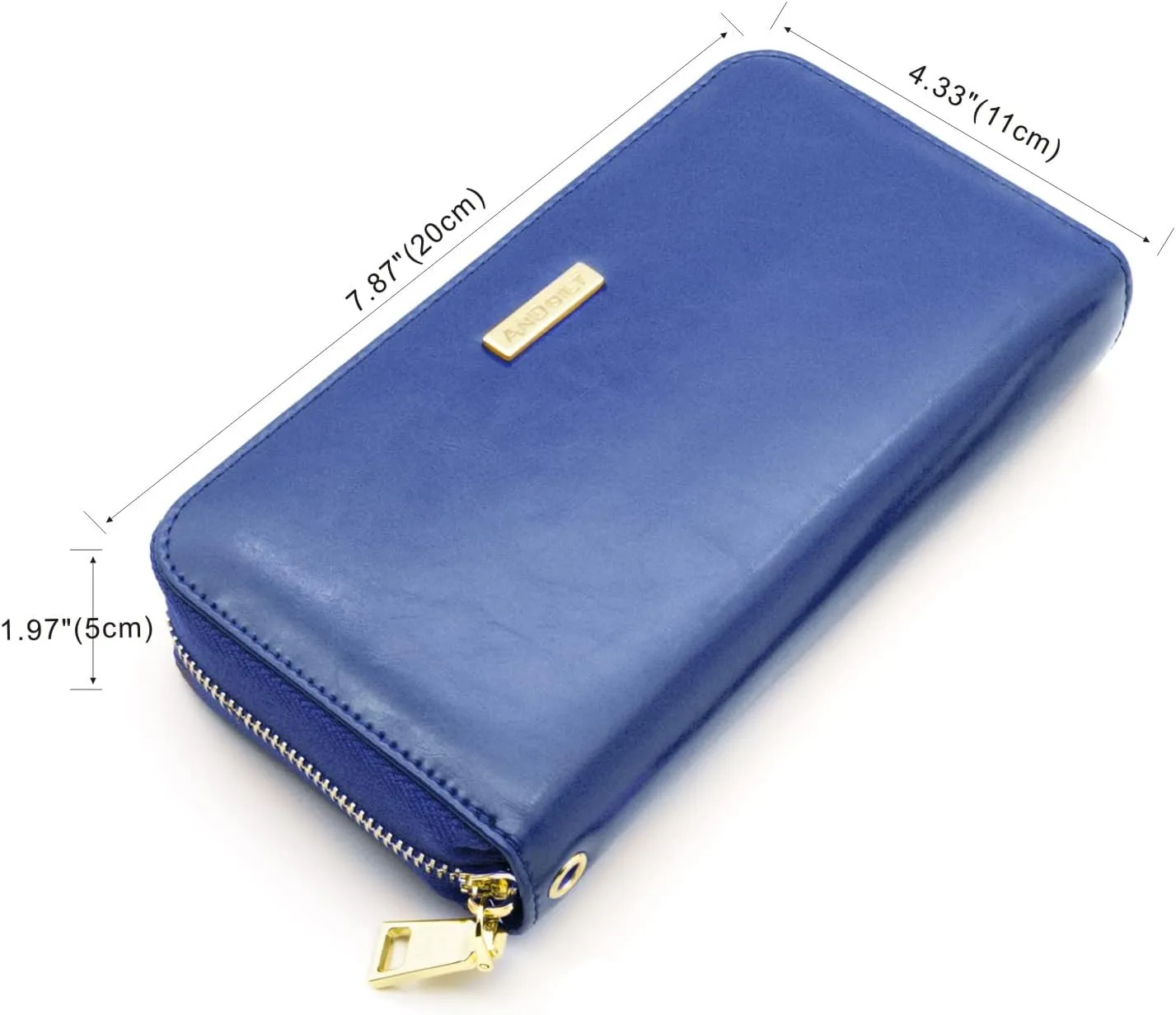 ANDOILT Genuine Leather Wallet for Women Men RFID Blocking Credit Card Holder Zipper Purse Cell Phone Handbag