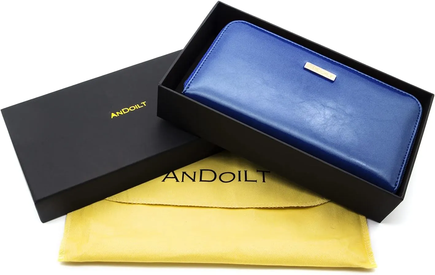 ANDOILT Genuine Leather Wallet for Women Men RFID Blocking Credit Card Holder Zipper Purse Cell Phone Handbag