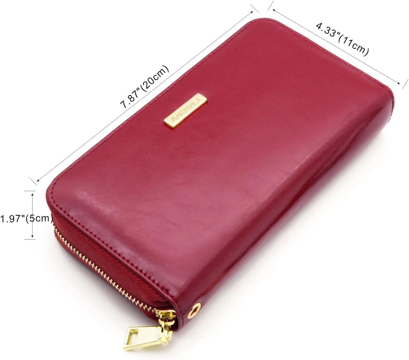 ANDOILT Genuine Leather Wallet for Women Men RFID Blocking Credit Card Holder Zipper Purse Cell Phone Handbag