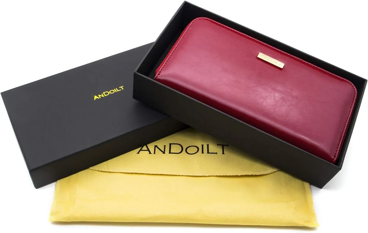 ANDOILT Genuine Leather Wallet for Women Men RFID Blocking Credit Card Holder Zipper Purse Cell Phone Handbag