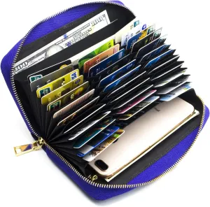 ANDOILT Genuine Leather Wallet for Women Men RFID Blocking Credit Card Holder Zipper Purse Cell Phone Handbag
