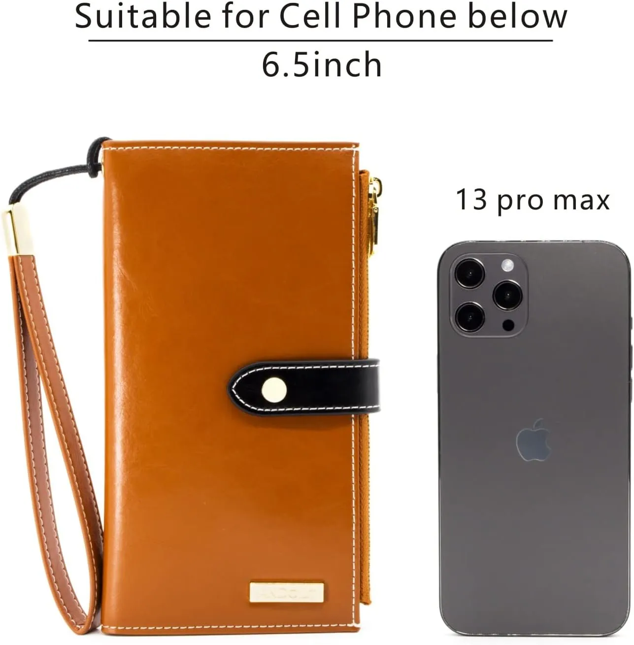 ANDOILT Wallet Women Men RFID Blocking Genuine Leather Bifold Multi Card Organizer Wristlet Purse with Zipper Pocket Cell Phone Handbag Brown